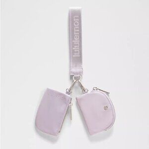 NWT Lululemon Dual Pouch Wristlet *Metallic Wordmark - Faint Lavender